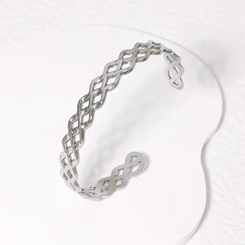 Minimalist Stripe Quadrilateral Stainless Steel Electroplating Bangles