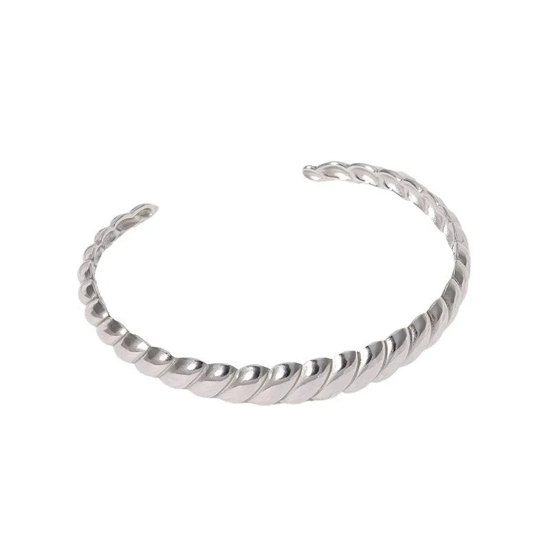 Minimalist Stripe Stainless Steel Electroplating Bangles