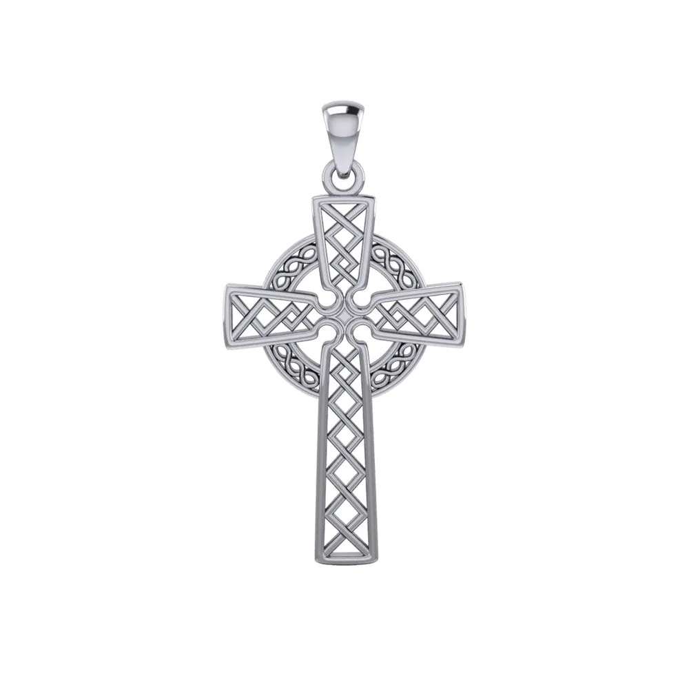 Modern Celtic Cross 14K White Gold Pendant WTP1031