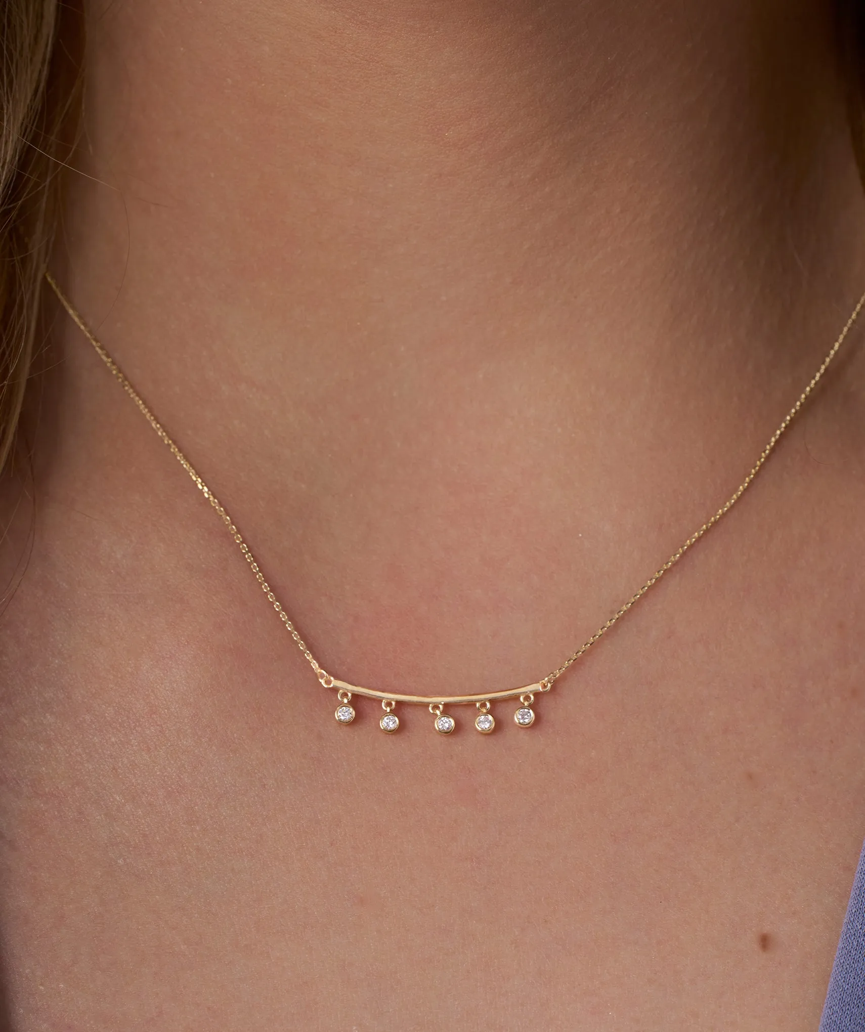 Modern Minimalist Dangle Charm Necklace
