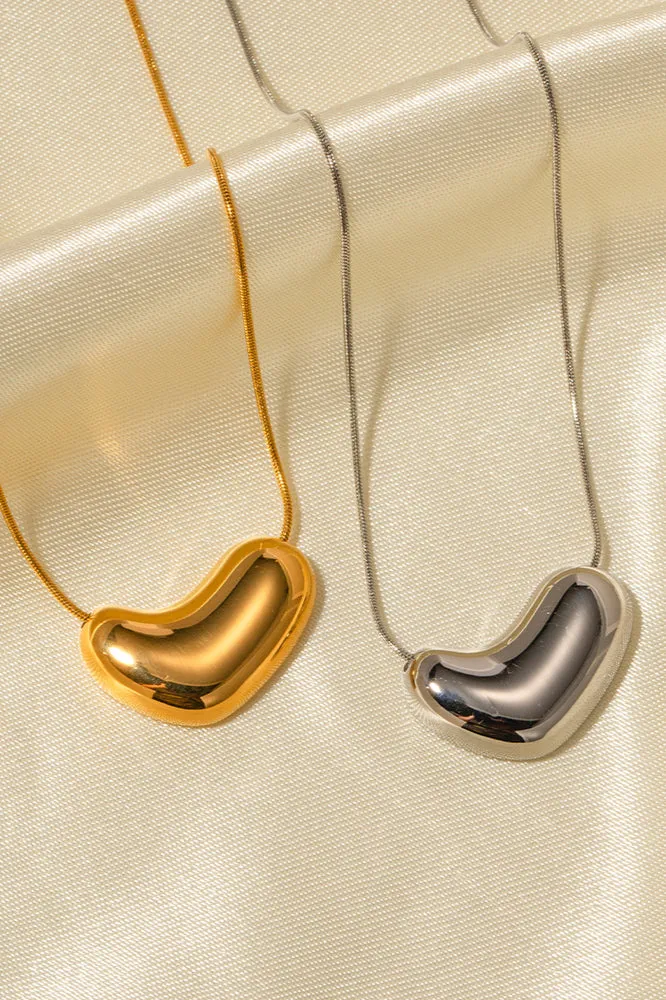 Modern Sleek Metallic Heart Pendant Necklace