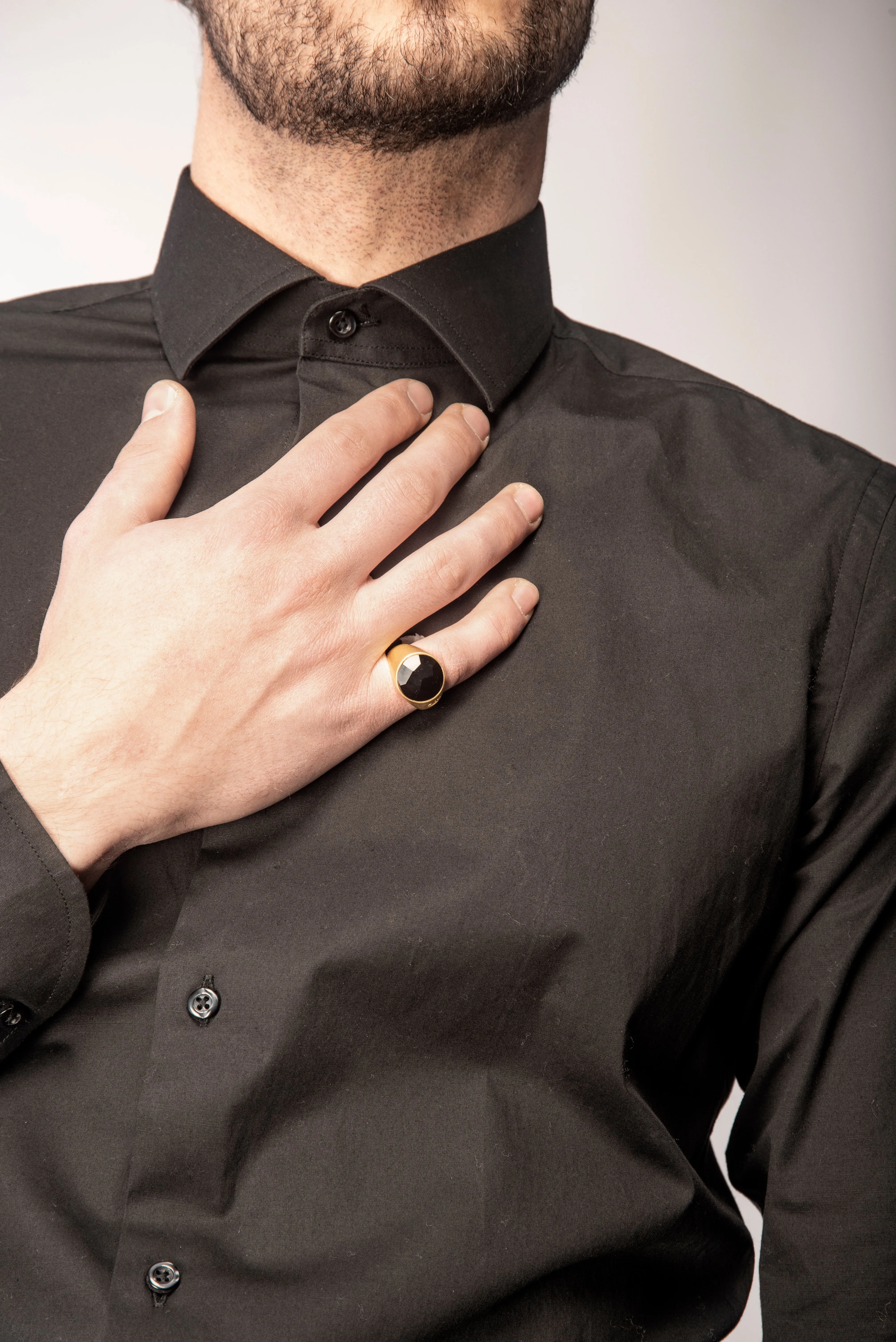MONETA 18K Yellow Gold Matte Vermeil & Onyx Signet Ring