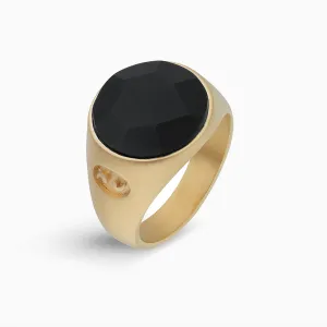MONETA 18K Yellow Gold Matte Vermeil & Onyx Signet Ring