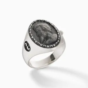 MONETA Valerio Belli Oxidized & Polished Silver Signet Ring