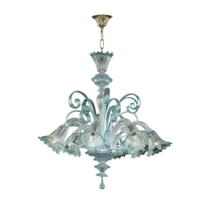 Murano Chandelier - 8 Bulbs - Aquamarine