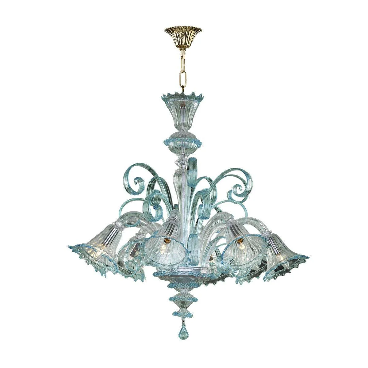 Murano Chandelier - 8 Bulbs - Aquamarine