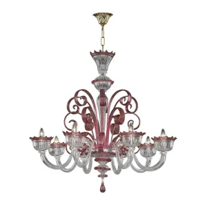 Murano Chandelier - 8 Bulbs - Rose