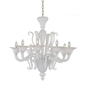 Murano Chandelier - 8 Bulbs - White