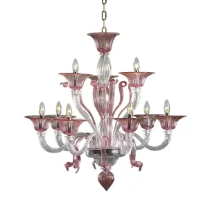 Murano Chandelier - 9 Bulbs - Rose