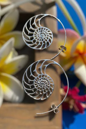 Nautilus Spiral Sterling Silver Earrings