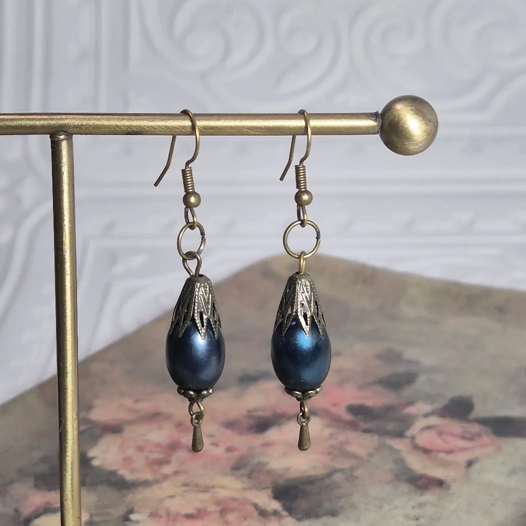 Navy Diana Drop Earrings