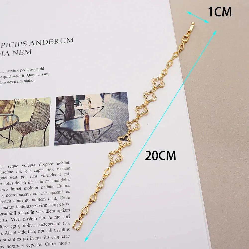 New Fashion Hot Sale Gold color Crystal Flower Charms Bracelets Bangles For Women
