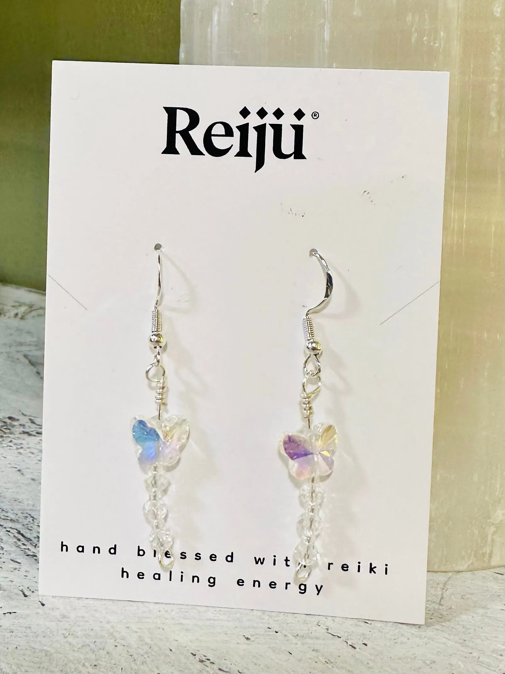 New! Handmade Swarovski Butterfly Earrings with Crystal Beads
