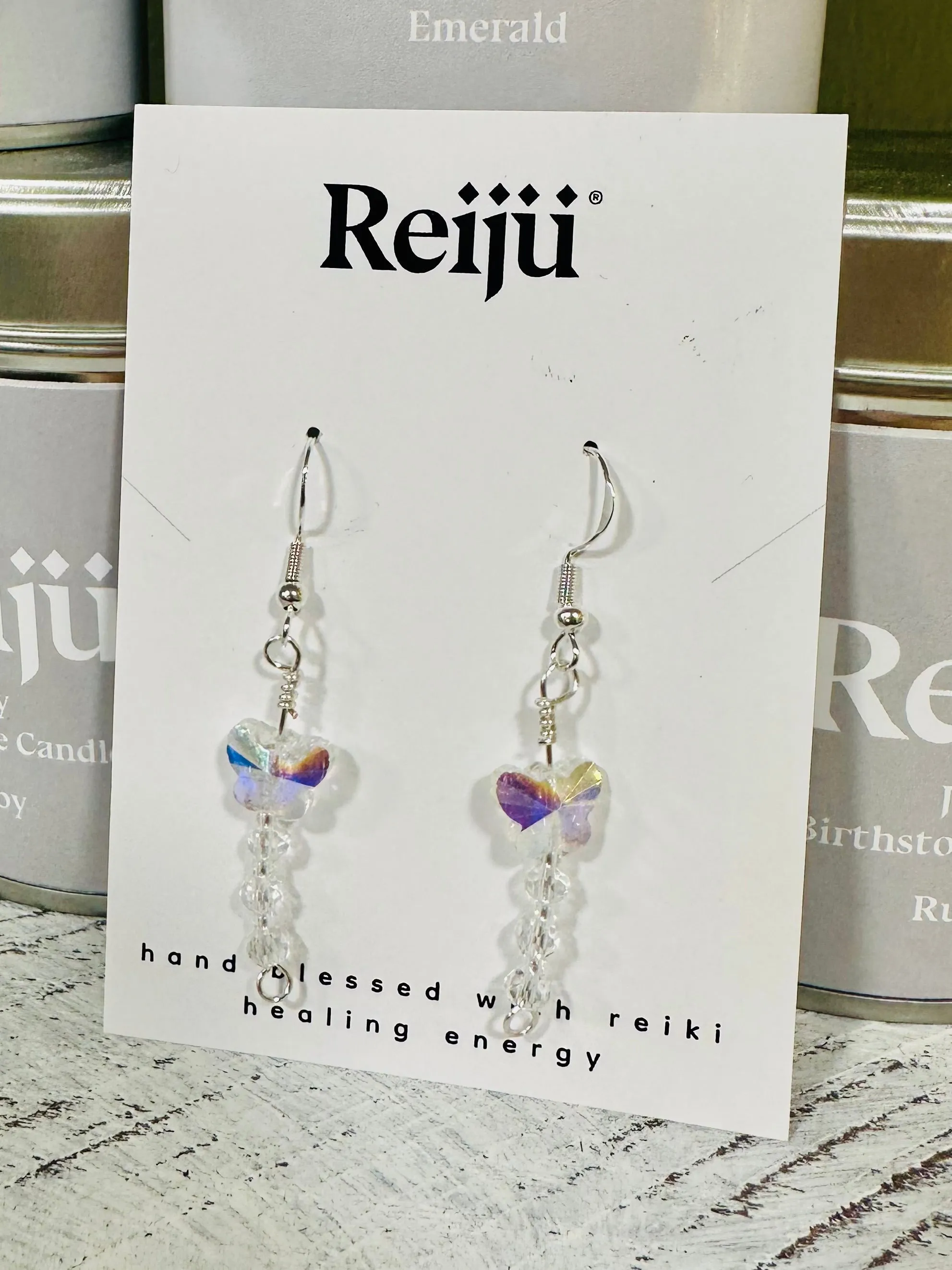 New! Handmade Swarovski Butterfly Earrings with Crystal Beads