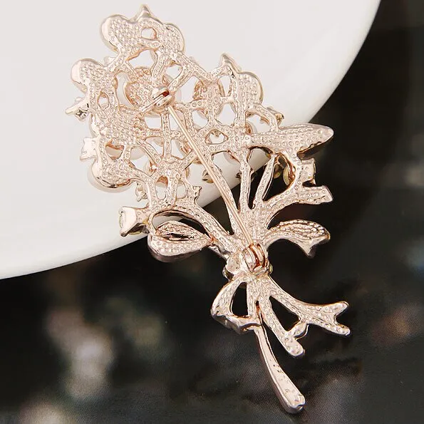 New Opal Crystal Brooches For Women Vintage Fashion Female Jewelry Gold Opal Flower Brooch Broches P