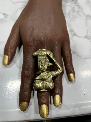 No One Sees My Struggle brass ring and cuff set