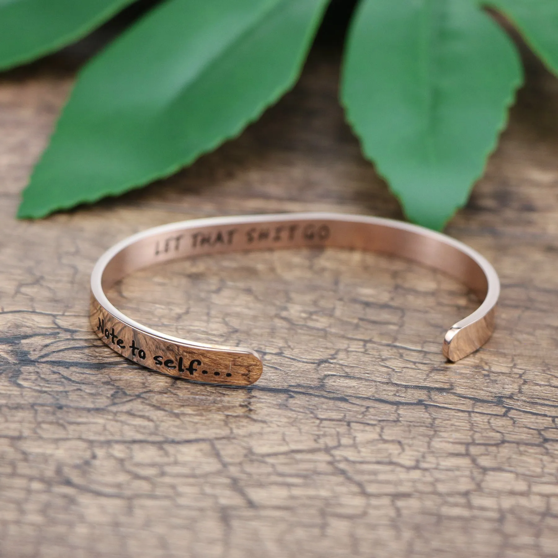 Note To Self Let That Shit Go Hidden Message Mantra Cuff Bracelet