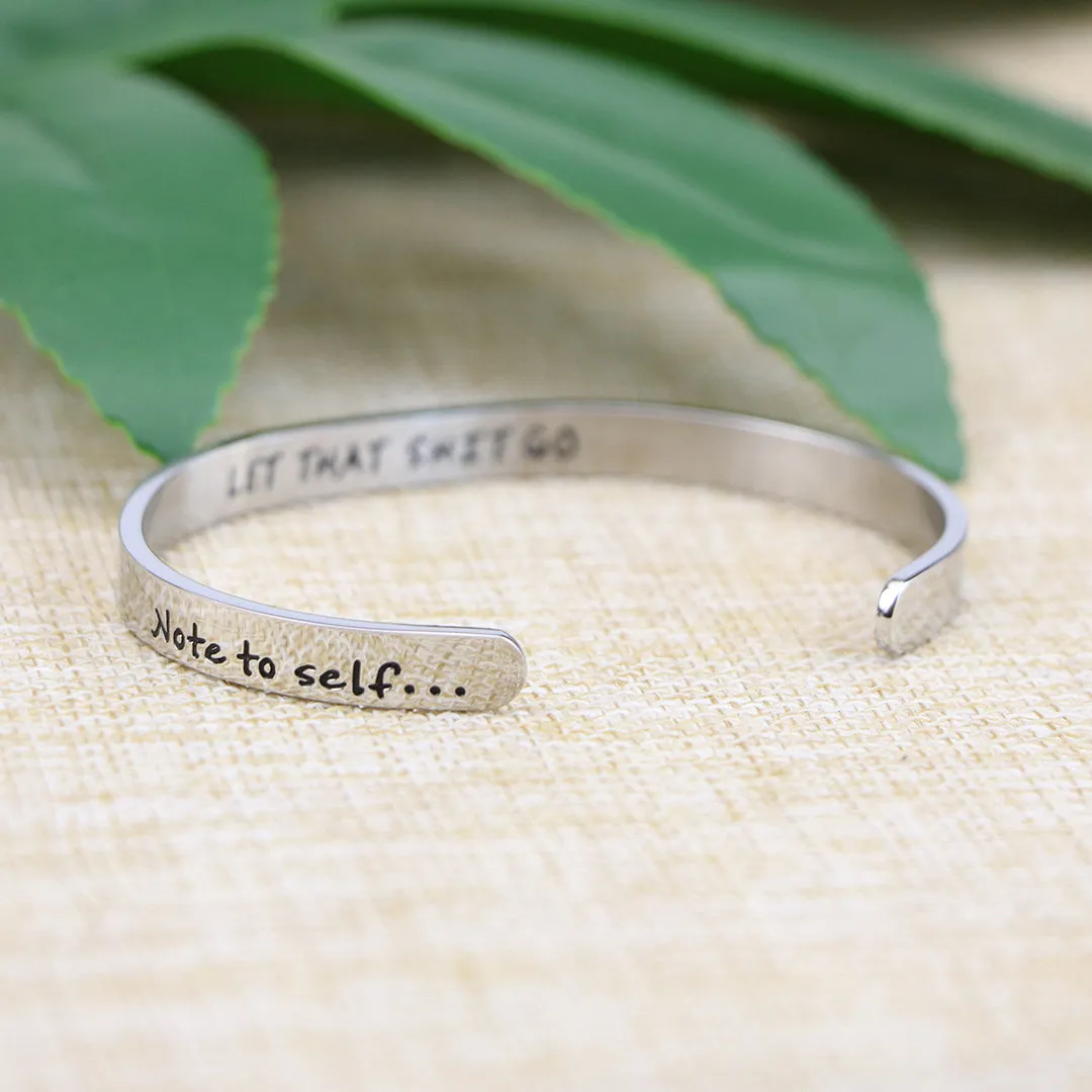 Note To Self Let That Shit Go Hidden Message Mantra Cuff Bracelet