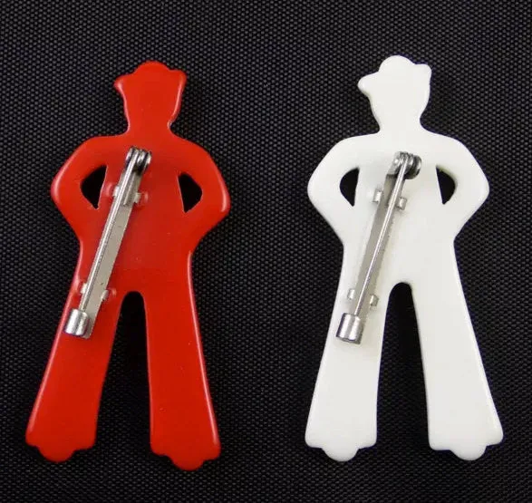 Novelty Plastic Vintage Jewelry Sailors Set Duette Pin Brooches