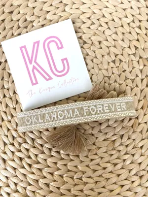 Oklahoma forever tassel bracelet tan