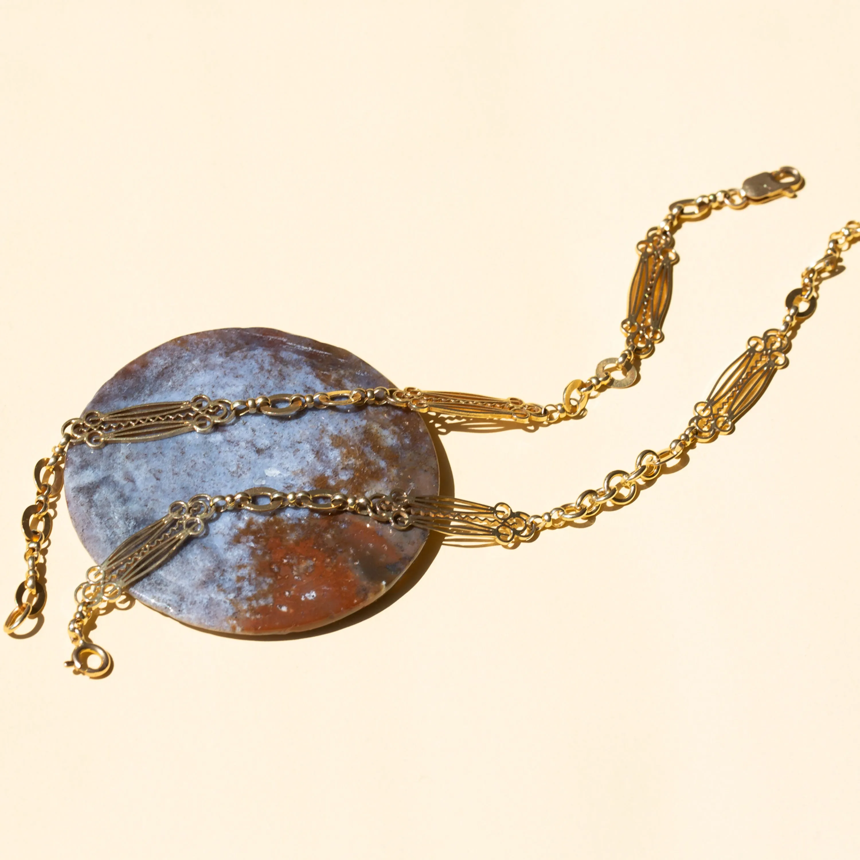 Ornate 14k Gold Chain Necklace And Convertible Bracelets
