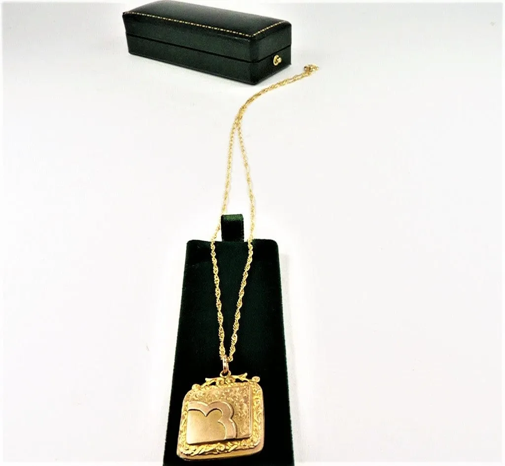 Ornate Fully Hallmarked 9 Carat Gold Antique Locket 1908 With 18 Inch Necklace