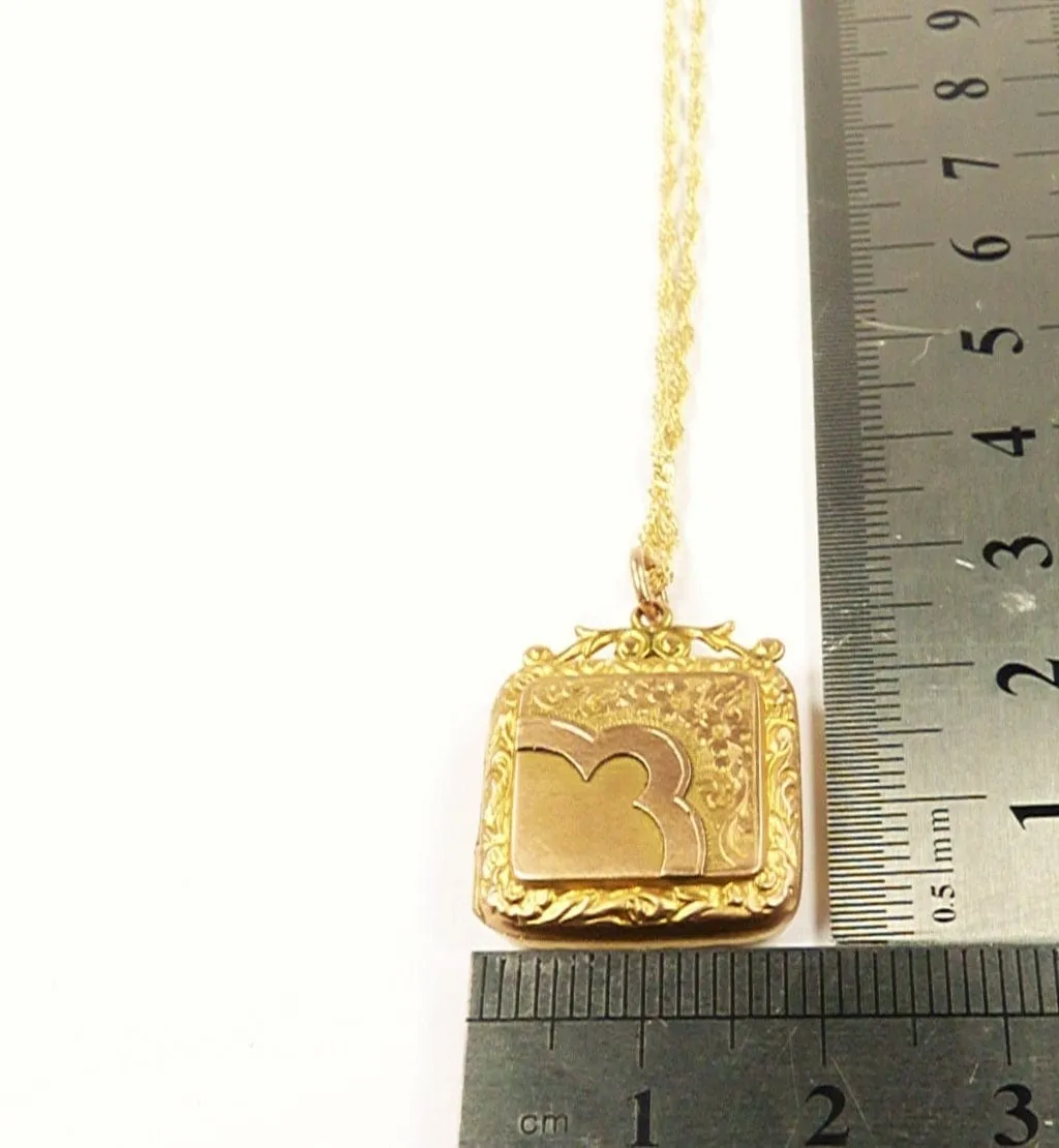 Ornate Fully Hallmarked 9 Carat Gold Antique Locket 1908 With 18 Inch Necklace