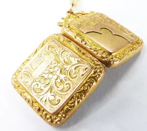 Ornate Fully Hallmarked 9 Carat Gold Antique Locket 1908 With 18 Inch Necklace
