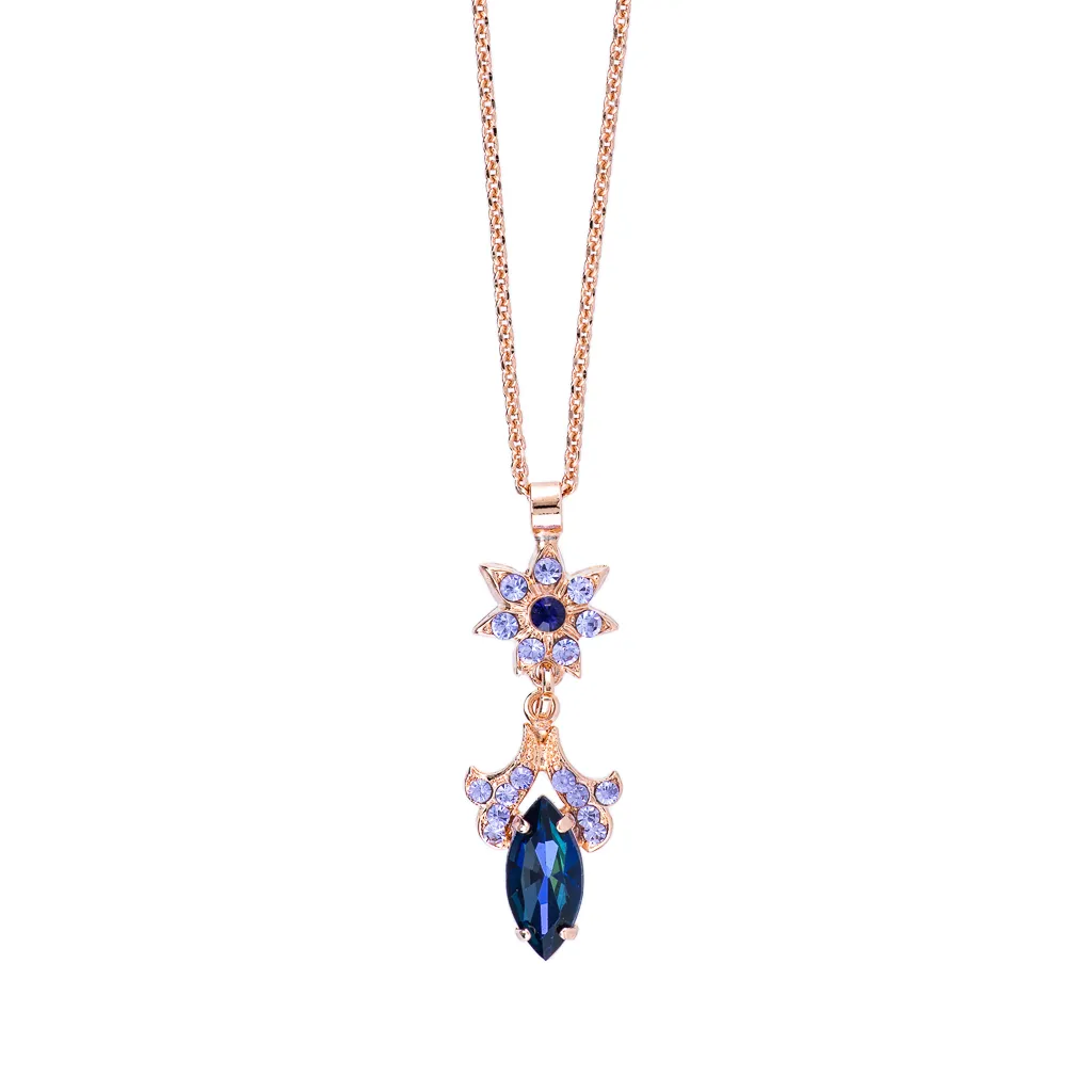 Ornate Marquise & Flower Dangle Pendant in "Wildberry" *Custom*