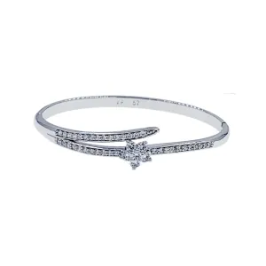 Paola Flower Cubic Zirconia Bangle Bracelet Silver