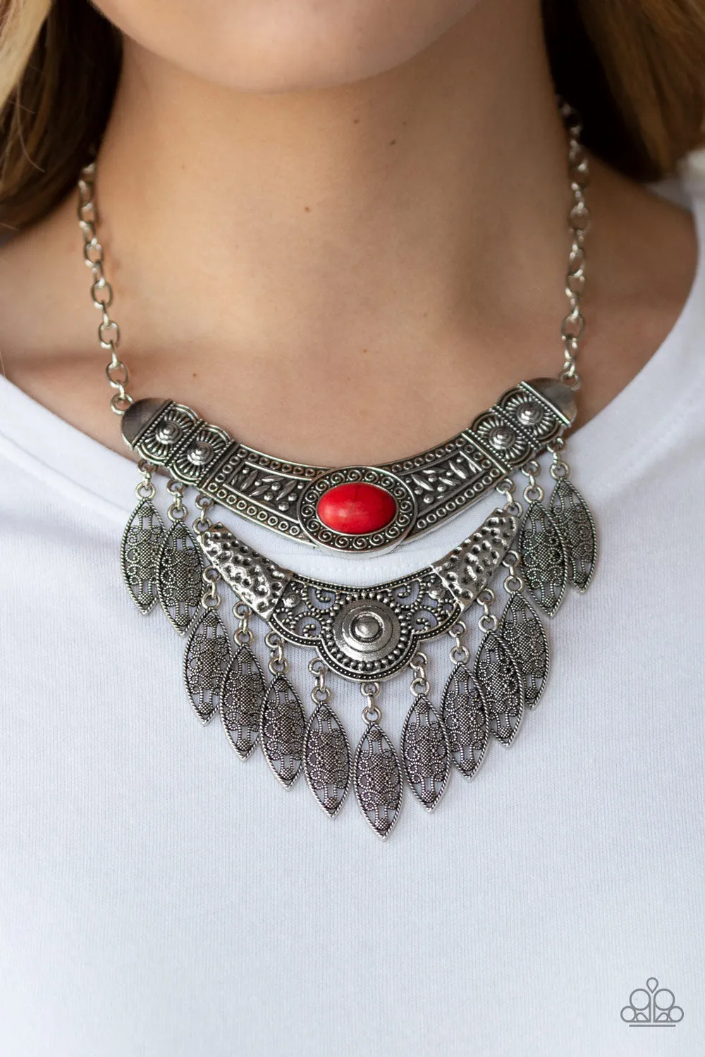 Paparazzi Island Queen Red Stone Short Necklace