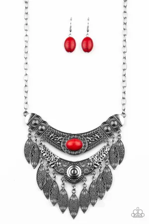 Paparazzi Island Queen Red Stone Short Necklace