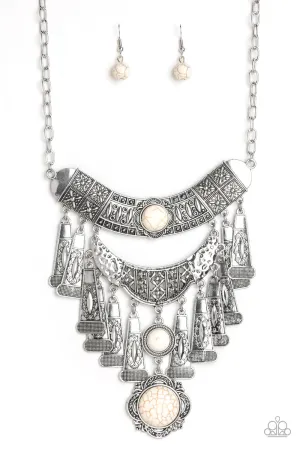 Paparazzi Sahara Royal White Short Necklace