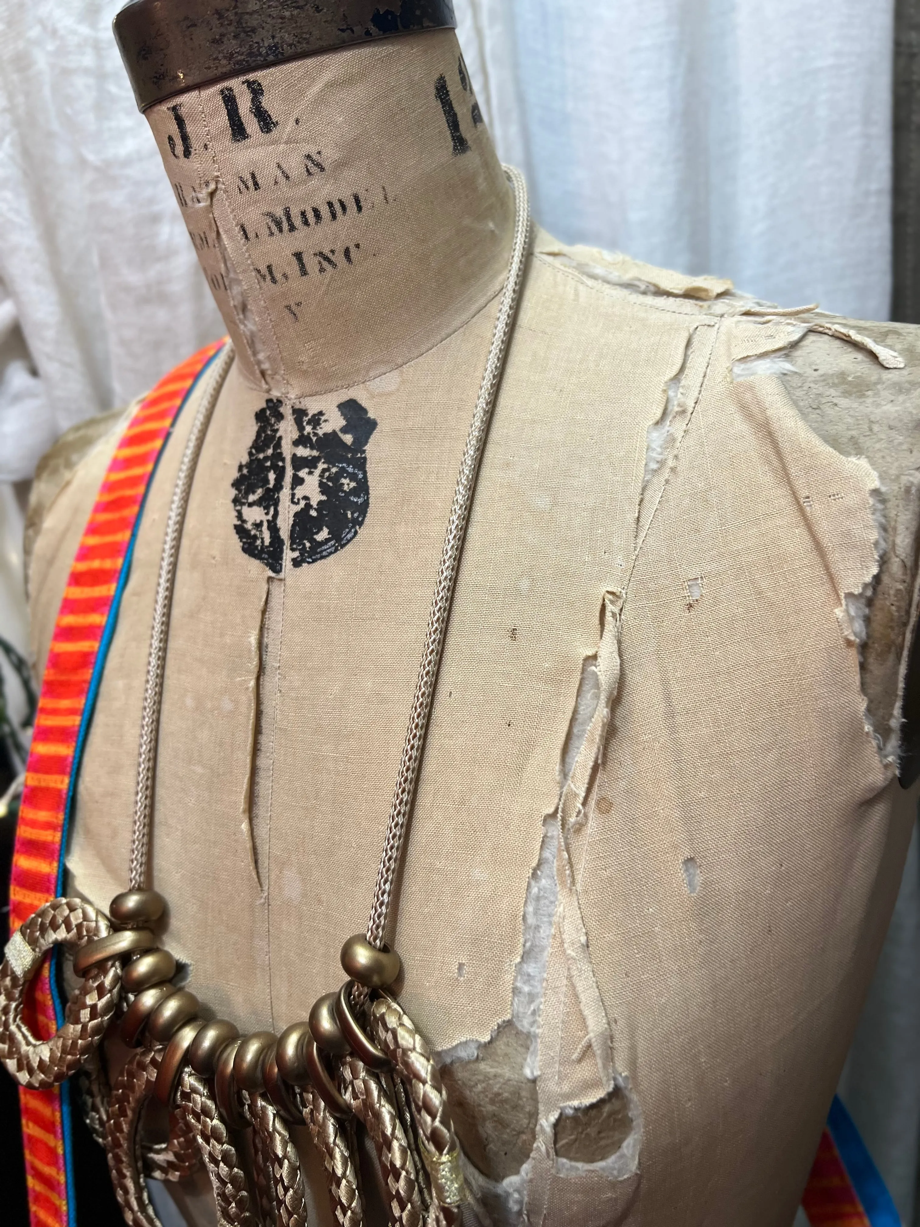 Paper Mache Artdeco Necklace- Gold Rings