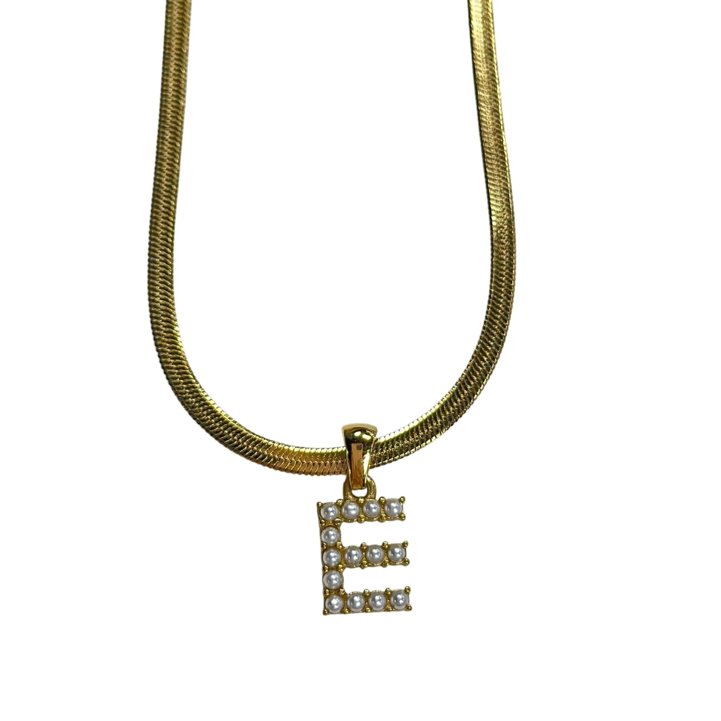 Pearl Letter Herringbone Necklace