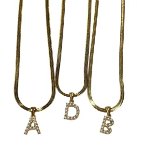 Pearl Letter Herringbone Necklace