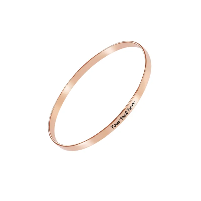 Personalized Simple Carved Bracelet 925 Sterling Silver or 18K Yellow Gold Over Name Engraved Bangle Bracelet for Women