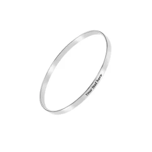 Personalized Simple Carved Bracelet 925 Sterling Silver or 18K Yellow Gold Over Name Engraved Bangle Bracelet for Women