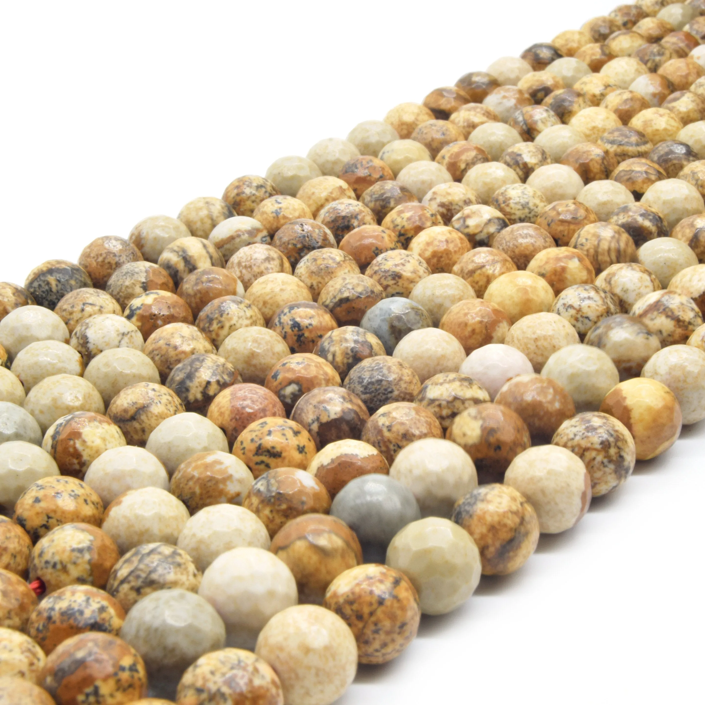 Picture Jasper Round Faceted Beads | 6mm, 8mm, 10mm, 12mm Available Jasper Round Faceted Beads | 6mm, 8mm, 10mm, 12mm Available