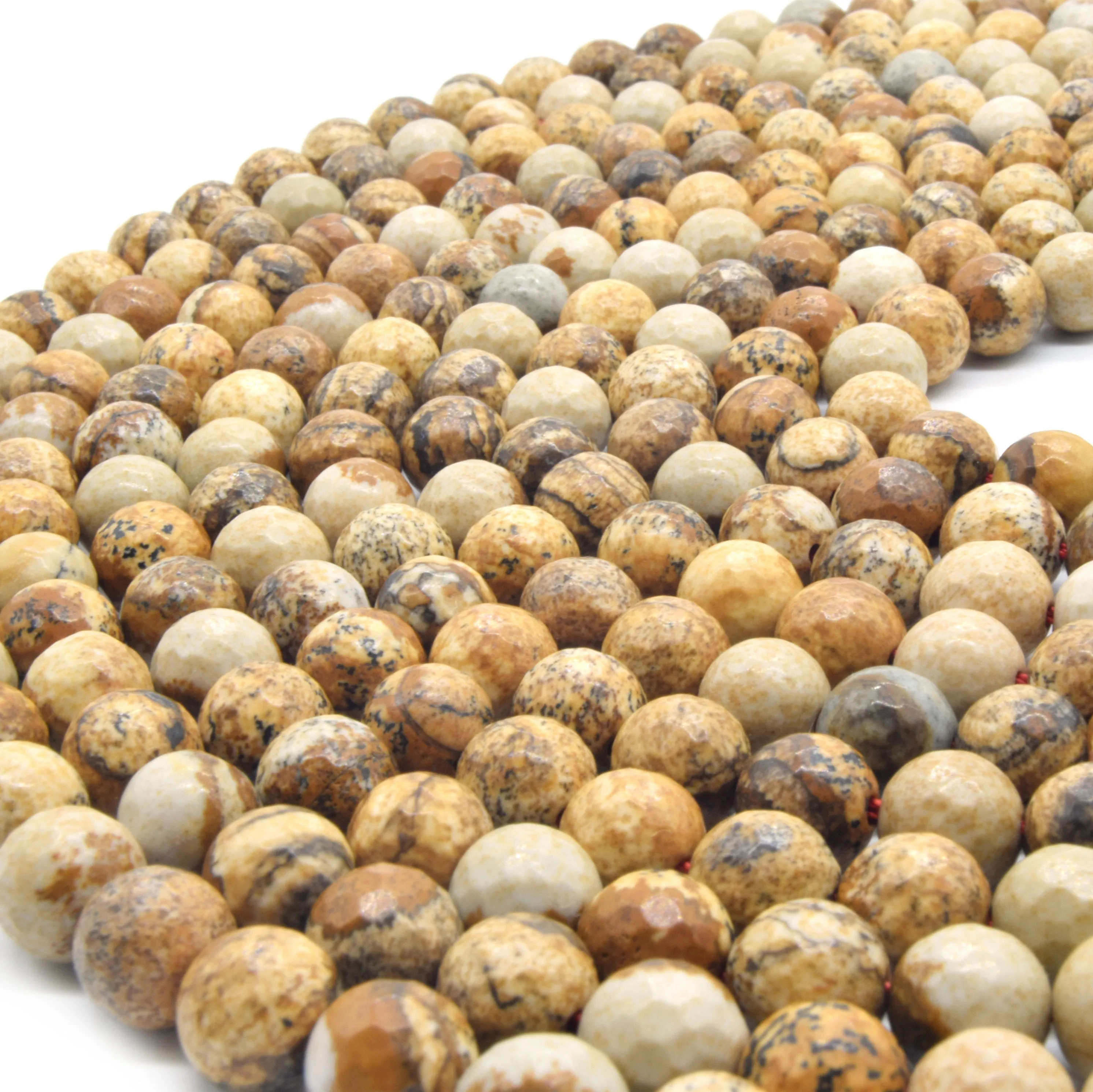 Picture Jasper Round Faceted Beads | 6mm, 8mm, 10mm, 12mm Available Jasper Round Faceted Beads | 6mm, 8mm, 10mm, 12mm Available
