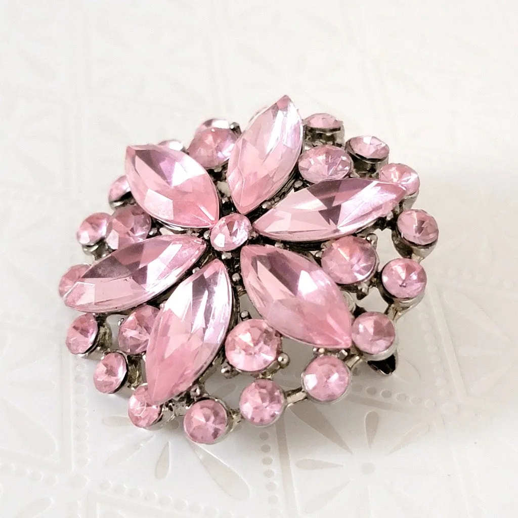 Pink Acrylic Rhinestone Cluster Pin