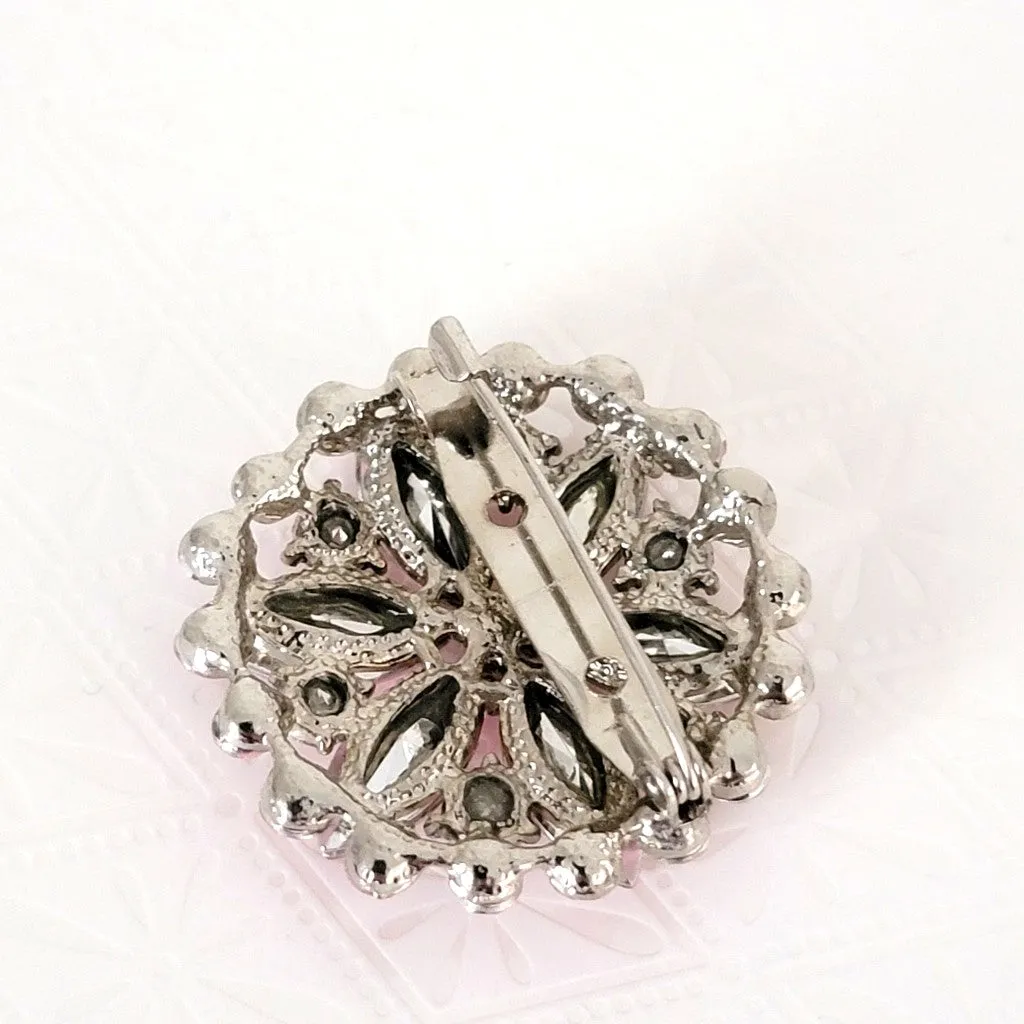 Pink Acrylic Rhinestone Cluster Pin