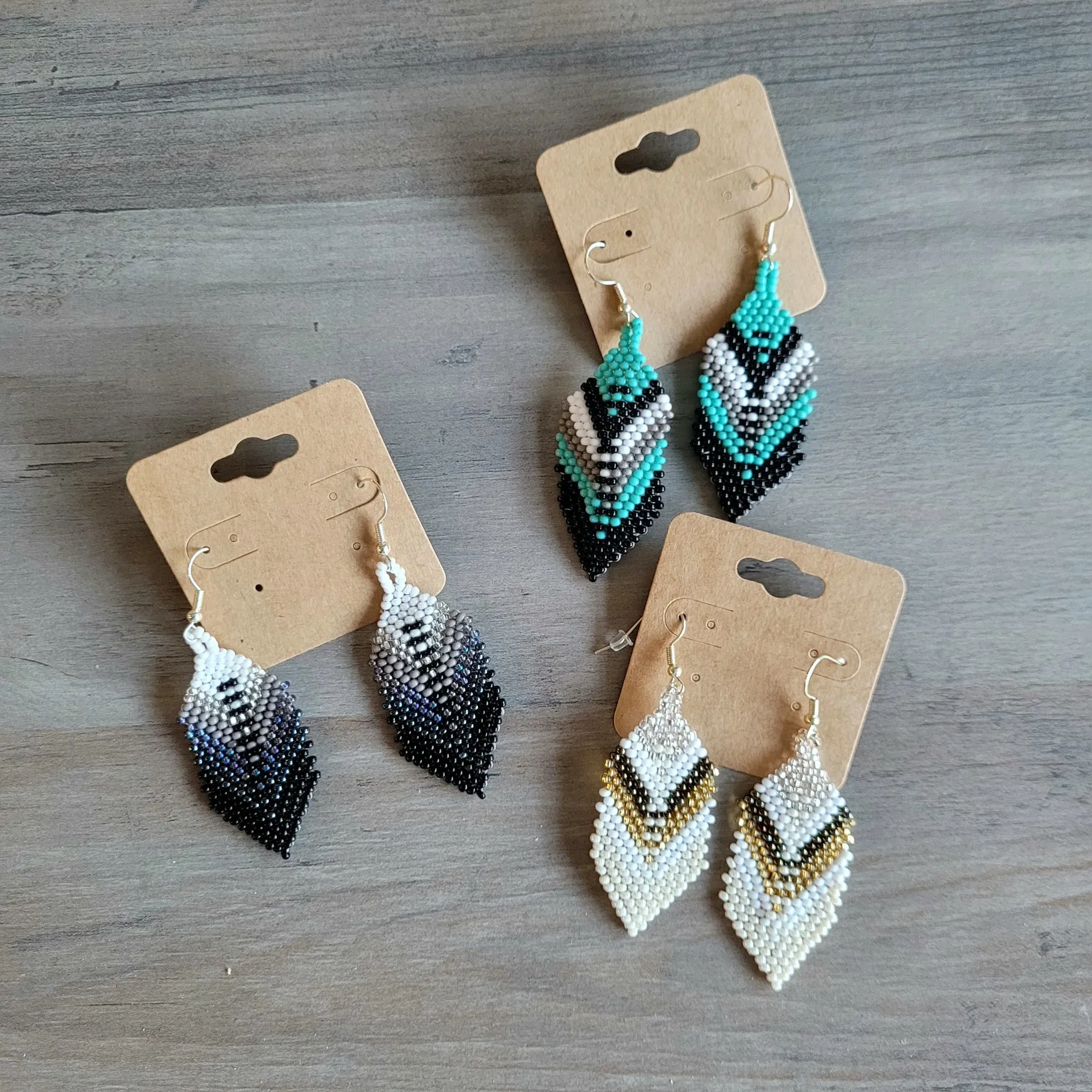 Pink Beaded Feather Earrings