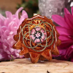 Pink Phoenix Orchid Glass with Gold Seed of Life