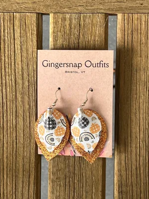 Plaid Pumpkins Halloween Small Curved Gingersnap Original Earrings