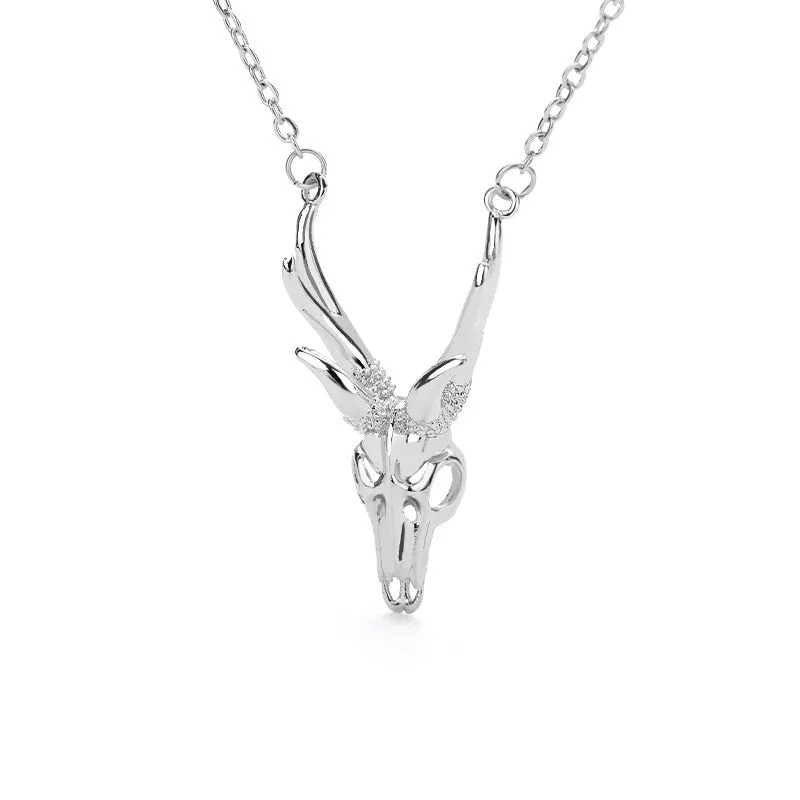 Plated Antler Skull Necklace