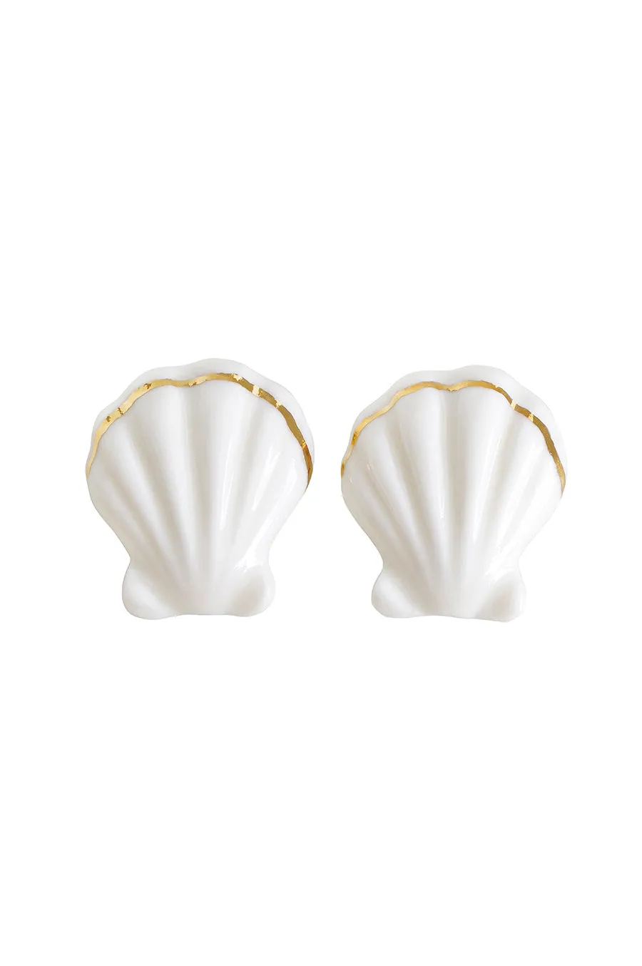 Porcelain Clam Shell Clip-On Earrings