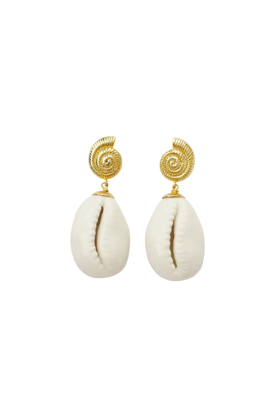 Porcelain Cowrie Shell Teardrop Earrings