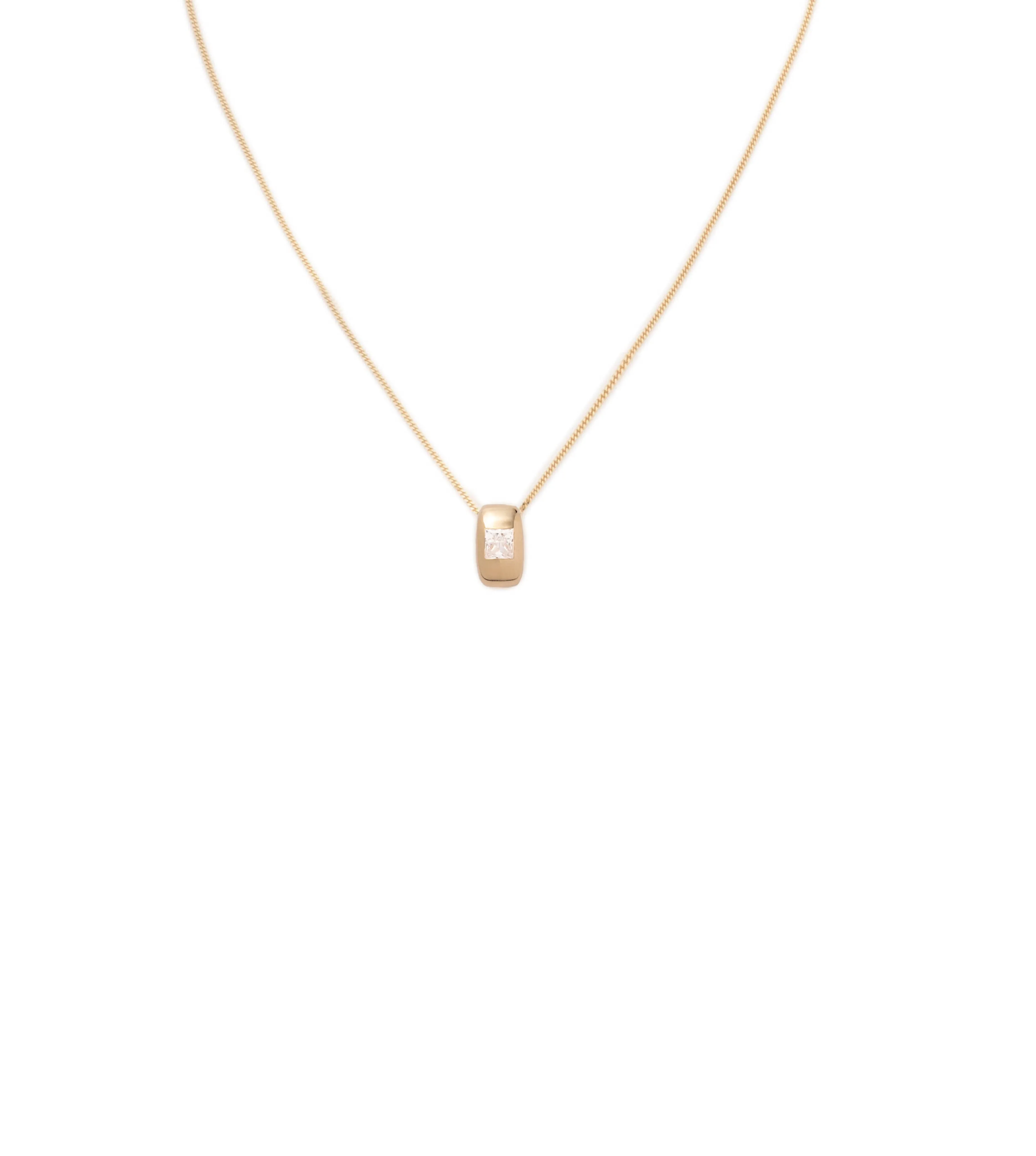 Princess Cut Heart Slide : Fine Sleek Curb Chain