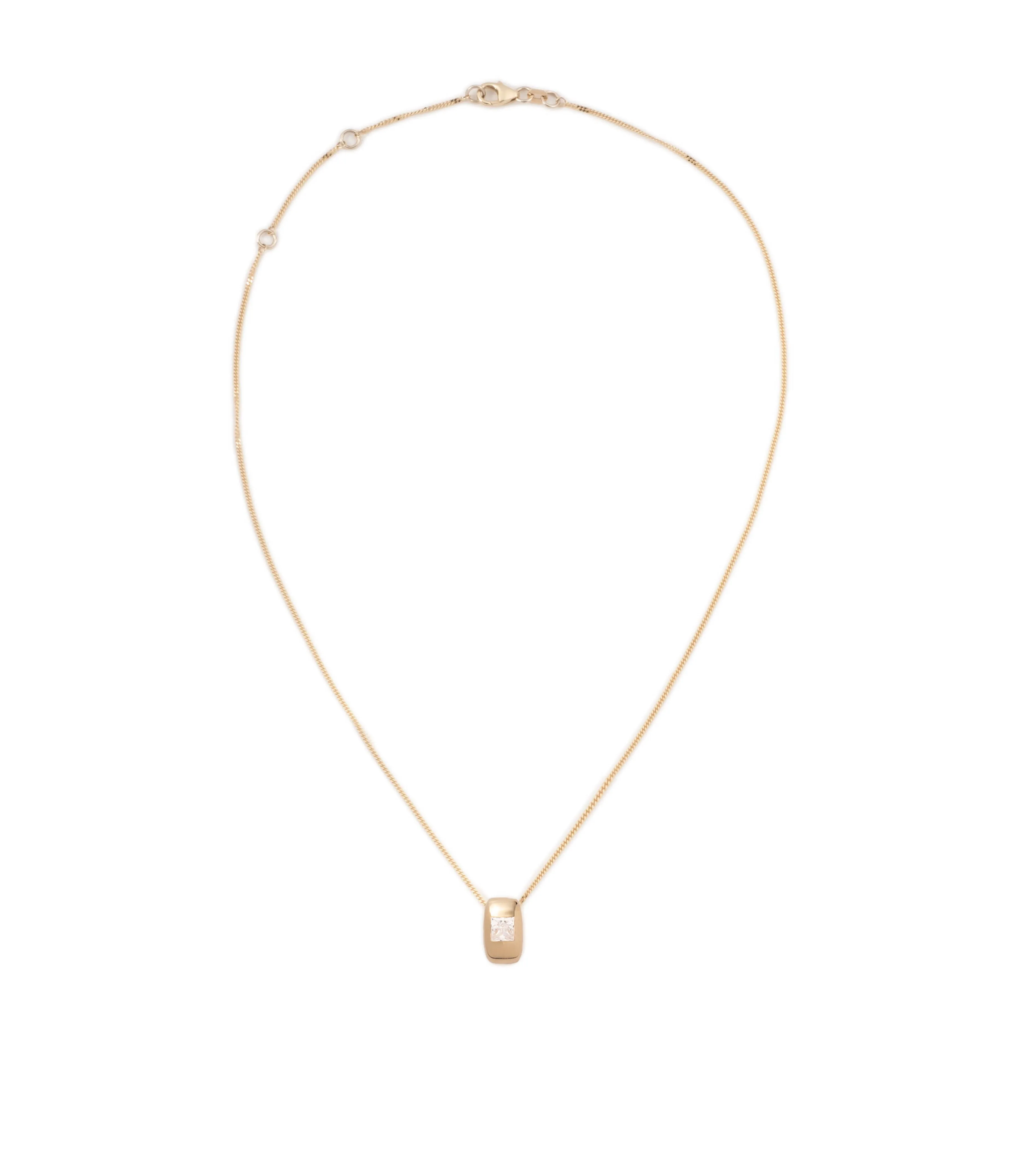 Princess Cut Heart Slide : Fine Sleek Curb Chain